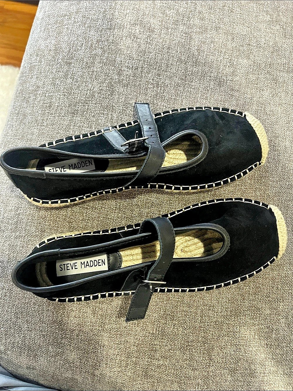 Steve Madden Viva Espadrille Mary Jane Flats Black & Cream US 8
